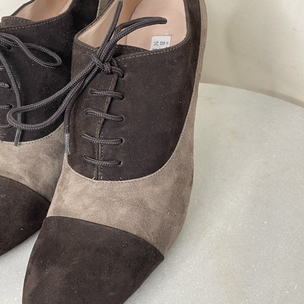 Barney’s New York Brown Suede Lace up Heeled Oxford Shoes Stilettos Sz 40 / Sz 9 - Picture 9 of 16